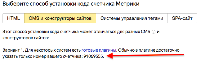 Номер счетчика Яндекс.Метрики перед установкой на сайт